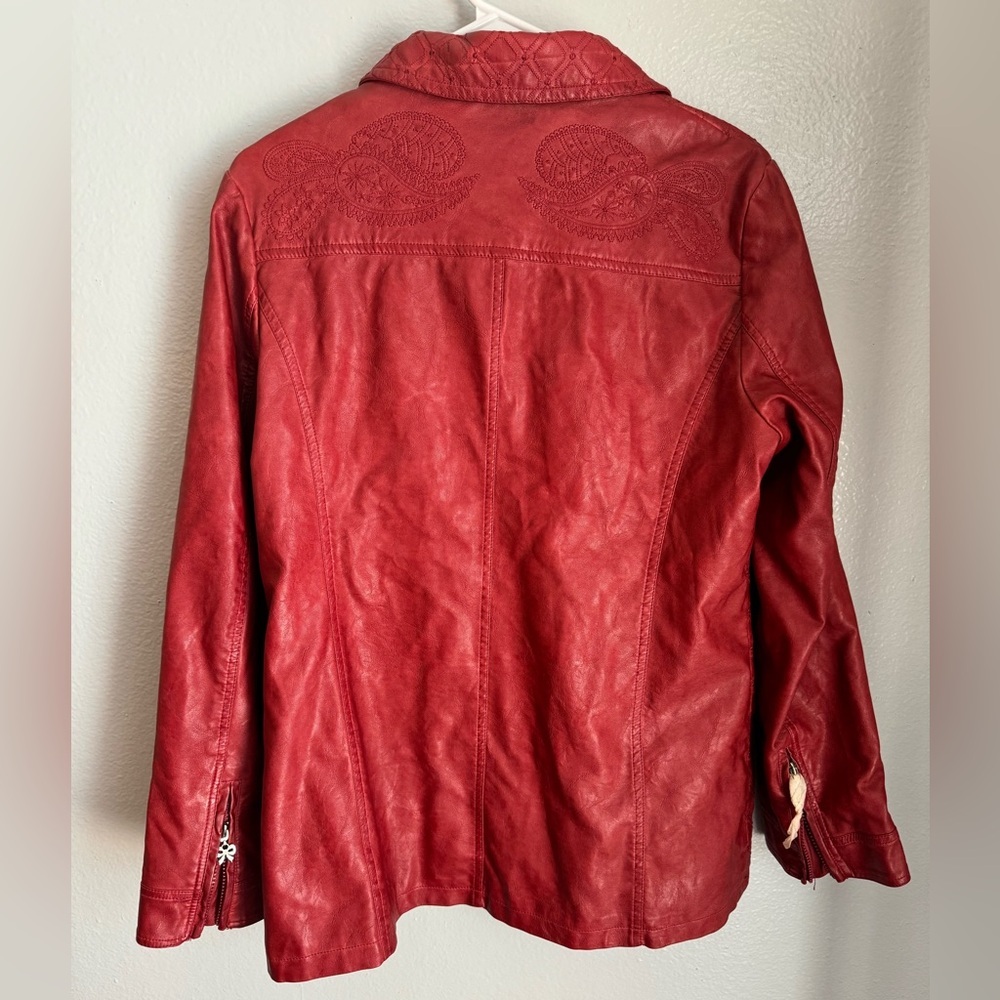 Ameri Mode Dark Red Faux Leather Jacket Nwt Size M - image 4